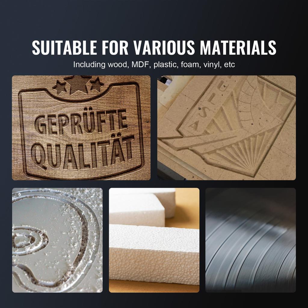 SucceBuy CNC Router Machine 3 Axis GRBL Control Wood Engraving Carving Milling Machine Kit for Wood Acrylic MDF PVC Plastic Foam