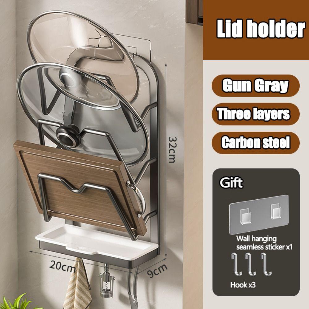 Multi-layer Pot Lid Organizer Rack Sturdy Vegetable Board Holder Pot Cover Storage Shelf  Cabinet