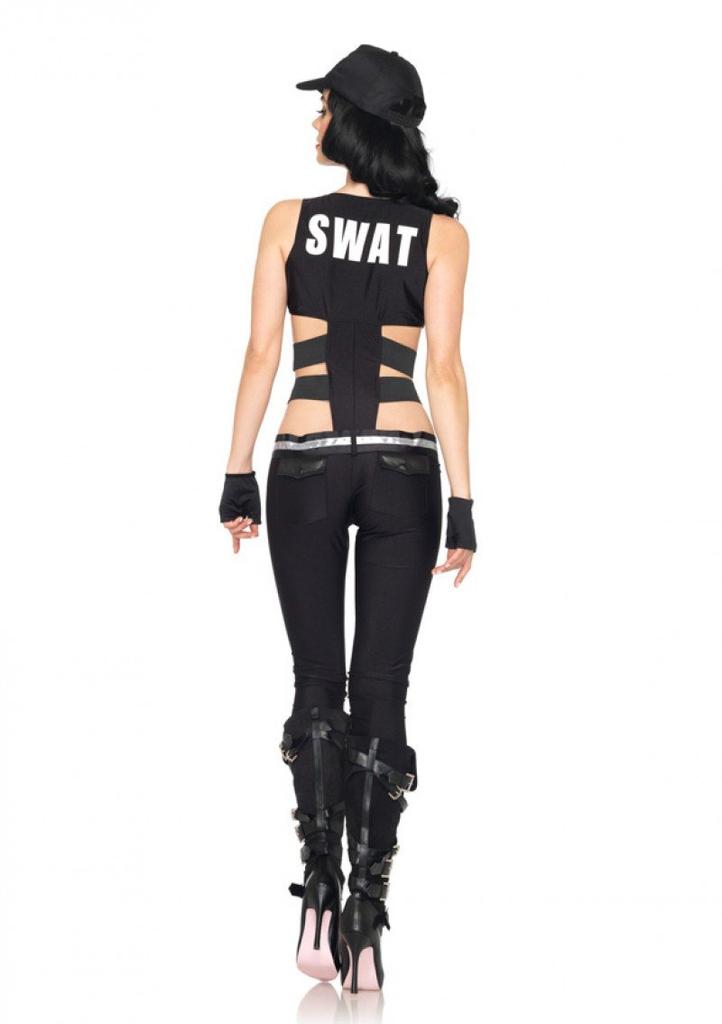 LEG AVENUE SWAT Policewoman Uniform Number 4-Piece Costume, (Item 83907) LEG-83907-Black-M