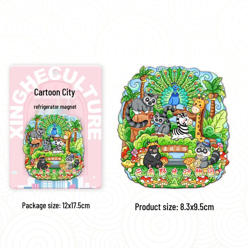 Metalowy wisiorek 3D zwierzę z zoo - Kreatywna pamiątka i naklejka dekoracyjna