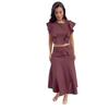 2024 European & American Summer Ruffle Sleeve Crop Top and High Waist Midi Skirt Set
