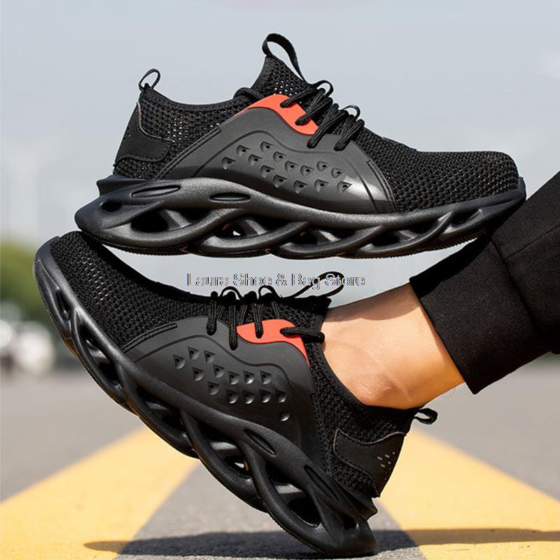 Fashion Ligthweight Safety Shoes Men Mesh Breathable Work Shoes Anti-smash Puncture Proof Work Safety Boots Man Steel Toe Sneaker Male