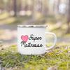 Merci Maitresse French Printed Mug Creative Coffee Cup Drinks Enamel Cup Handle Drinkware Teacher's Day Thanks Gift for Teacher
