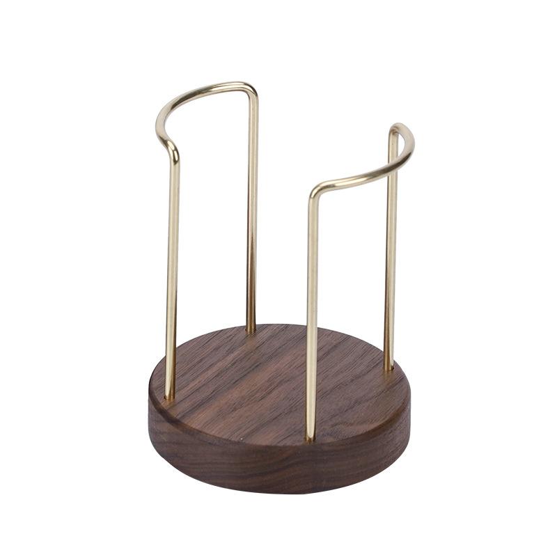 Wood Brass Disposable Cup Storage Holder Rack Shelf Water Tea Cups Dispenser Mug Display Stand Organizer Supplies Home Organizer