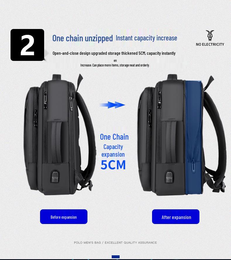 תרמיל גב עמיד למים עם טעינת USB למחשב נייד, לגברים, לעסקים ולקולג