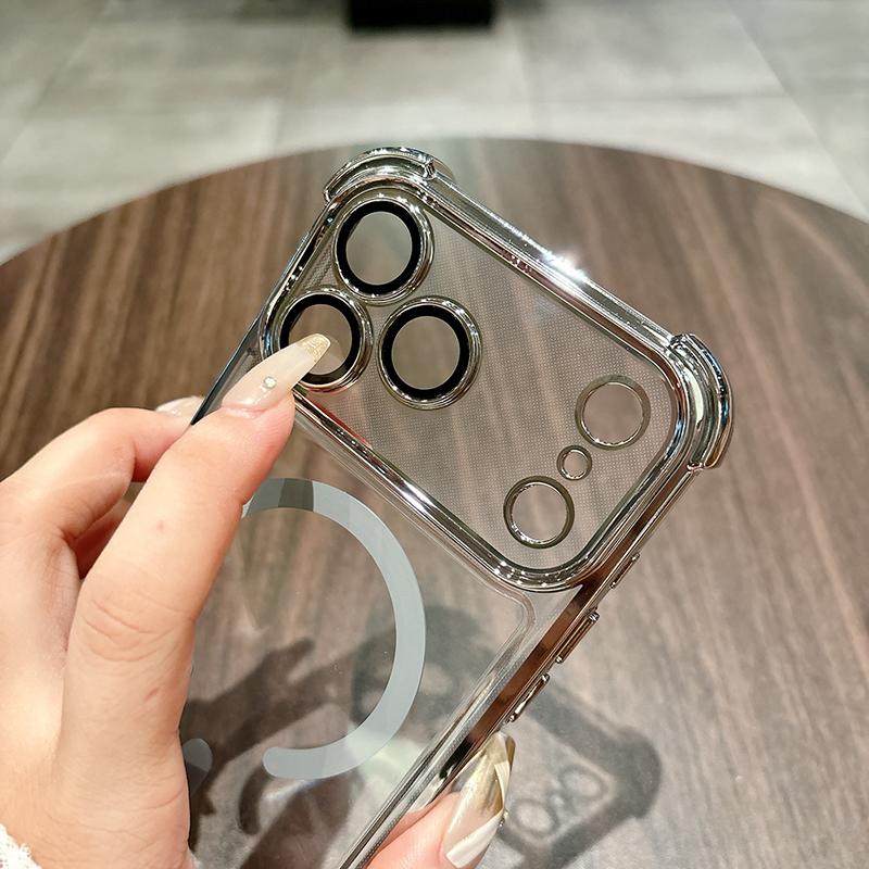 New Plating Transparent Shockproof Magnetic Phone Case For iPhone 17 17 Air 17Pro 17 Pro Max For Magsafe Wireless Charge Cover