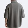 Zara Solid Color Stand Collar Pullover Short Sleeve Sweatshirt Men Sweatshirt Medium-Gray 2795310-809