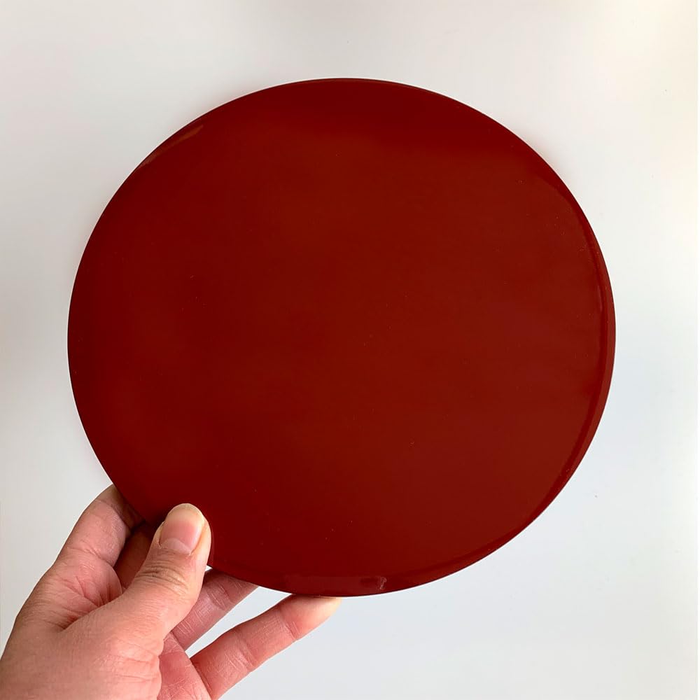 Yamaya Lacquerware Wooden Flower Stand, Round Board, Double-Sided Paint, Red and Black (Size 7, 21cm)