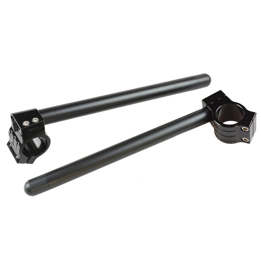 Pair Black Aluminum Clip-On Motorcycle 7/8" Handlebars Removable 35mm Fork Tube