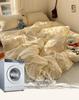 Cotton A-Class Embroidered Towel Set: 4-Piece Bedding for Dorms, Safe for Mother & Baby.