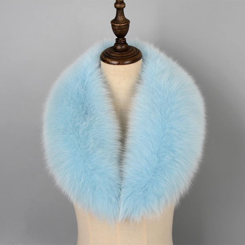 

Real Fox Fur Collar Women Winter Natural Fur Scarf Fluffy Fur Shawls For Women Collars Men Coat Large Size Neck Warmer Scarves 75cm небесно-голубой
