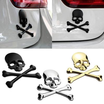 3D Metall Totenkopf Skelett gekreuzten Knochen Auto Motorrad Aufkleber LKW Label Emblem Abzeichen Auto Styling Dekoration Zubehör