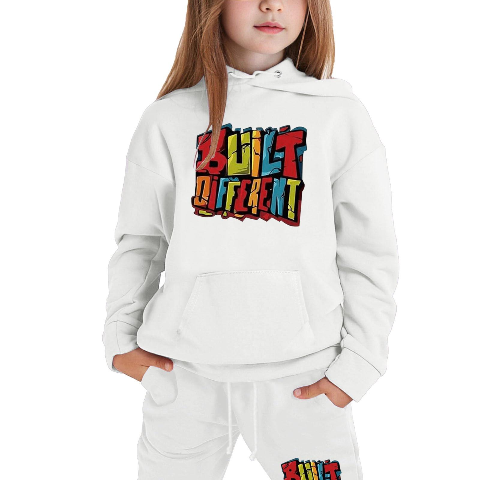 

Мальчики Девочки Спортивный костюм Одежда Толстовка с капюшоном Беговые штаны Спортивные костюмы Комплект Модный наряд 160 белый