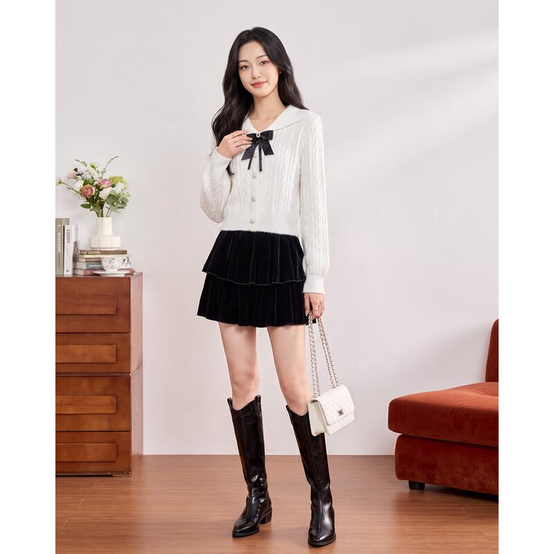 IEF Autumn Elegant Bowknot Knit Top