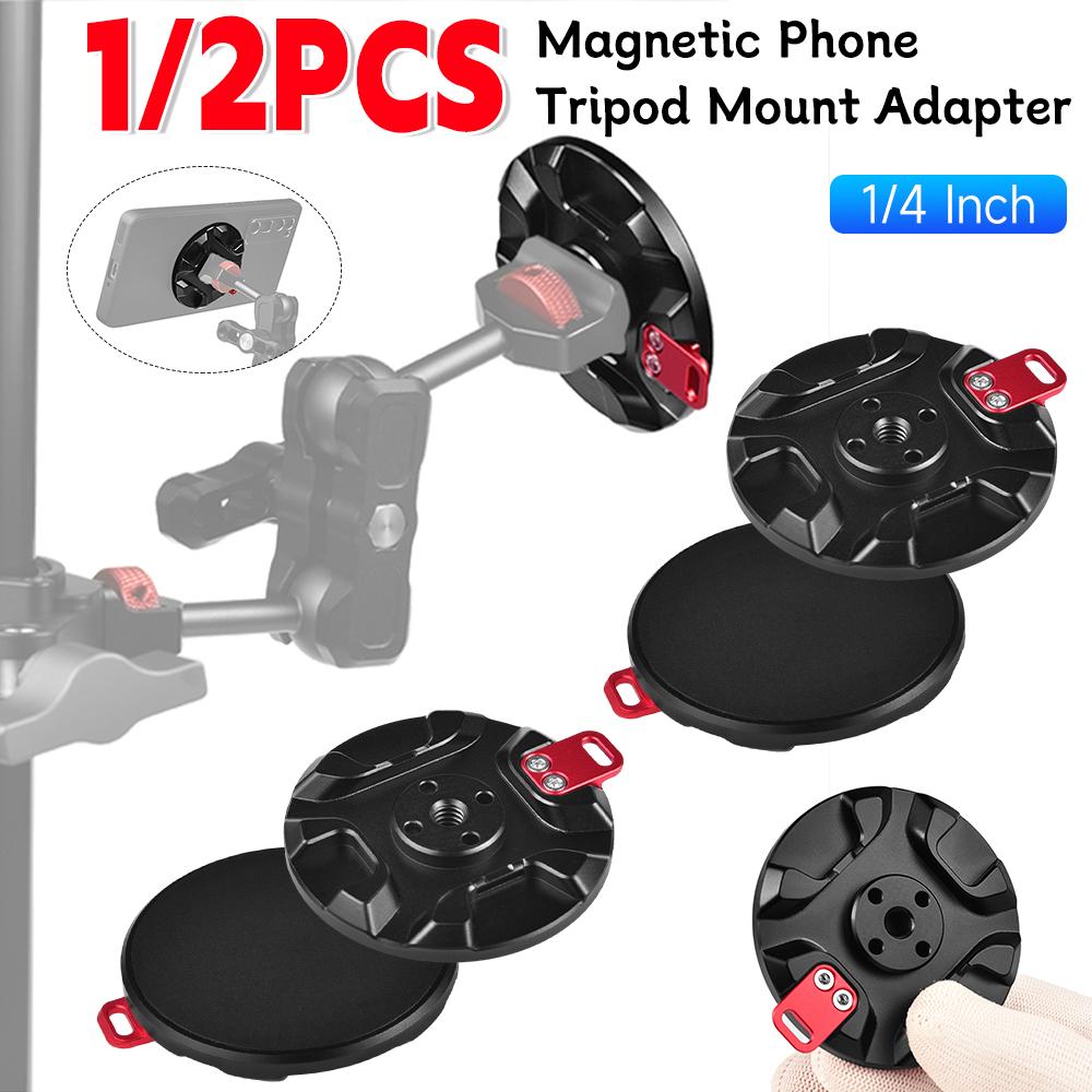 1/4 Inch Screw Hole Magnetic Phone Tripod Mount Adapter for Magsafe for iPhone 16/15/14/13/12 Series Phone Tripod Holder Adapter