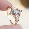 Marquise Stone Blue Crystal  Flower Rings For Women Vintage Gold Color Engagement Ring Wedding Jewelry Versatile Gifts