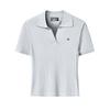 White Solid Woven Slim Fit Polo Shirt Women Tops F11W623403F-GY