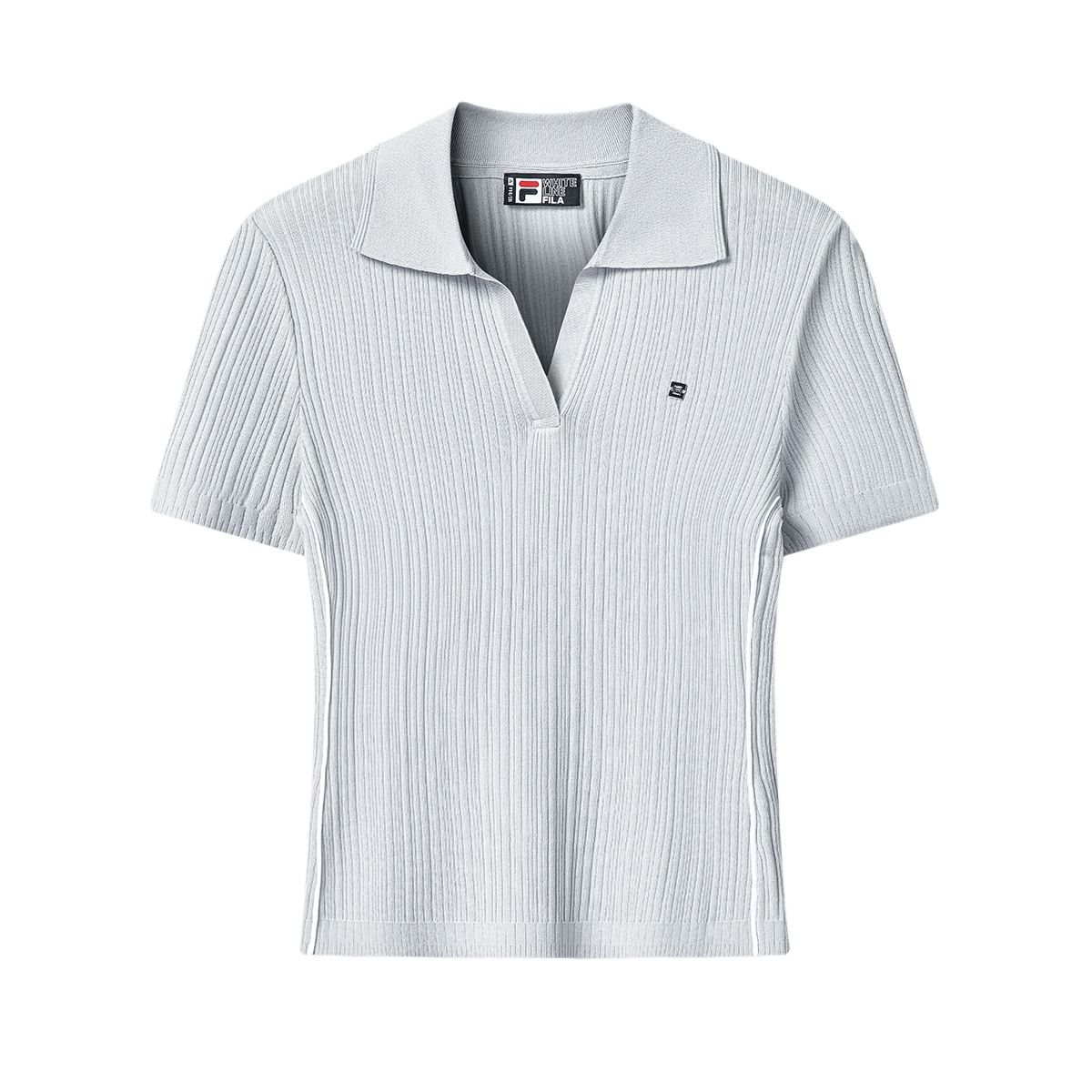 FILA White Solid Woven Slim Fit Polo Shirt Women tops F11W623403F-GY S