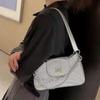 Silver Butterfly Design Shoulder Bag Women Chain Water Wave Leather Underarm Handbag Ladies Hot Girl Y2k Aesthetic Crossbody Bag