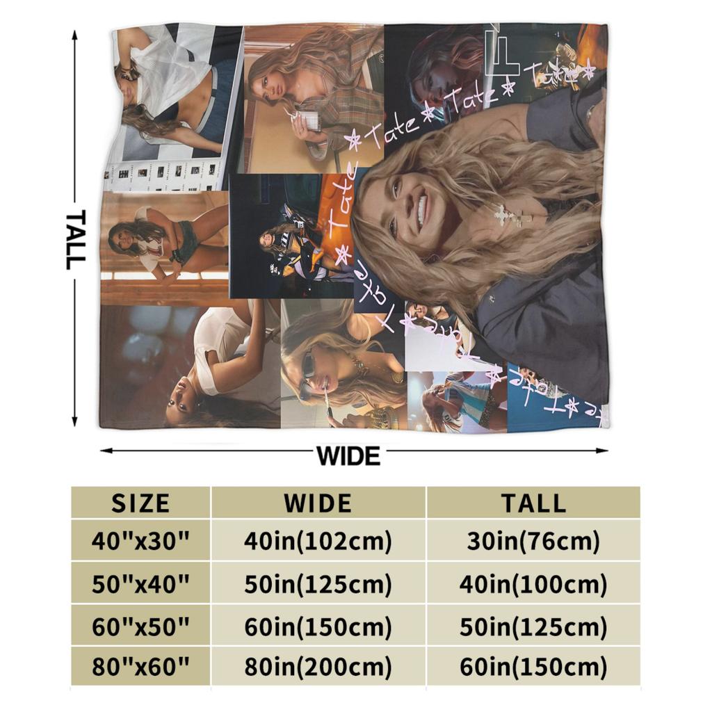 Canadian Singer Tate McRae Flannel Blanket Winter Super Warm Bedding Throws for Children Outdoor Fashion Bedspread Bed Cover