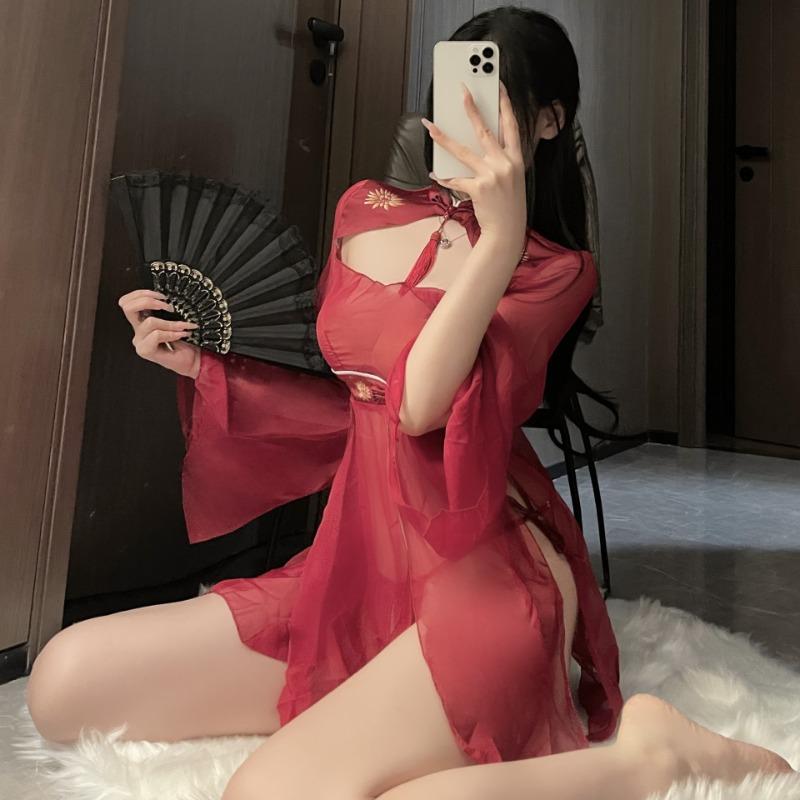 Erotic Underwear Antique Guochao Passion Sexy Suit Bed Belly Pocket Flirting Cheongsam Hanfu Uniform Women