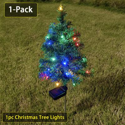 Solarbetriebene Weihnachtsbaumleuchte Außen LED Erdspieß mit 4 Farben Auto Ein/Aus Wasserdicht Gartendeko für Hof Feiertag