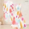 Women Plus Size Two Piece Dress Set 3 4 Sleeve Open Front Cardigan Sleeveless Round Neck Tie Waist Flared Dress Blue Black Printed