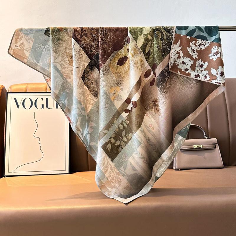 Polka dot double-sided heterochrome ethnic style retro 91 velvet large square scarf silk scarf women's spring and autumn warm shawl scarf scarf