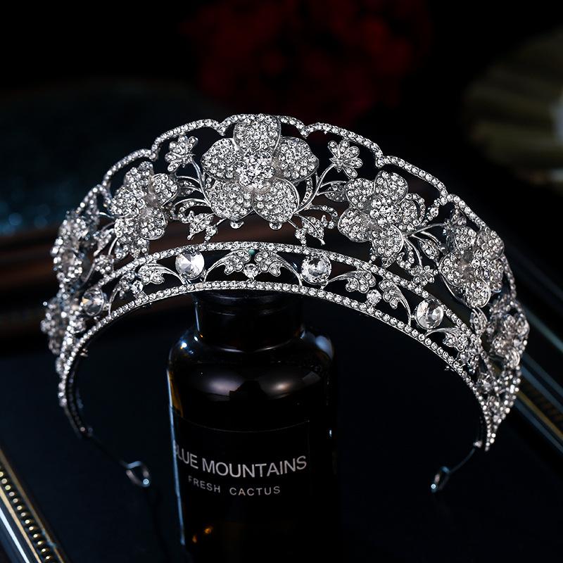 Bridal Accessories: European and American Zircon Diamond Encrusted Queen's Banquet Crown Headband Bridal Wedding Dress Headwear Accessories