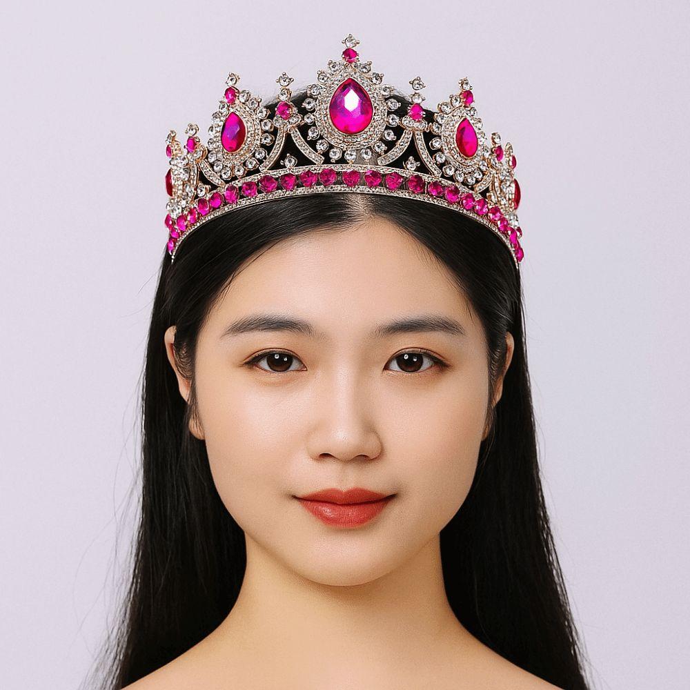 Multicolor Baroque Pageant Crown Luxury Wedding Crown Metal Queen Princess Tiara  Party Supplies