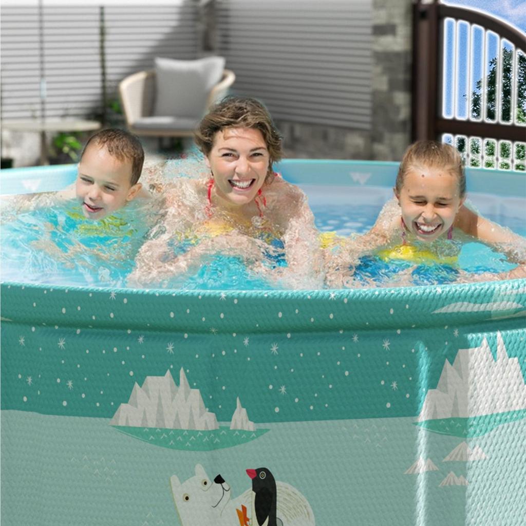 Cute Polar Bear Penguin Inflatable Swimming Pool Thickened PVC Wading Pool Large Size Foldable Family Outdoor Water Pool
