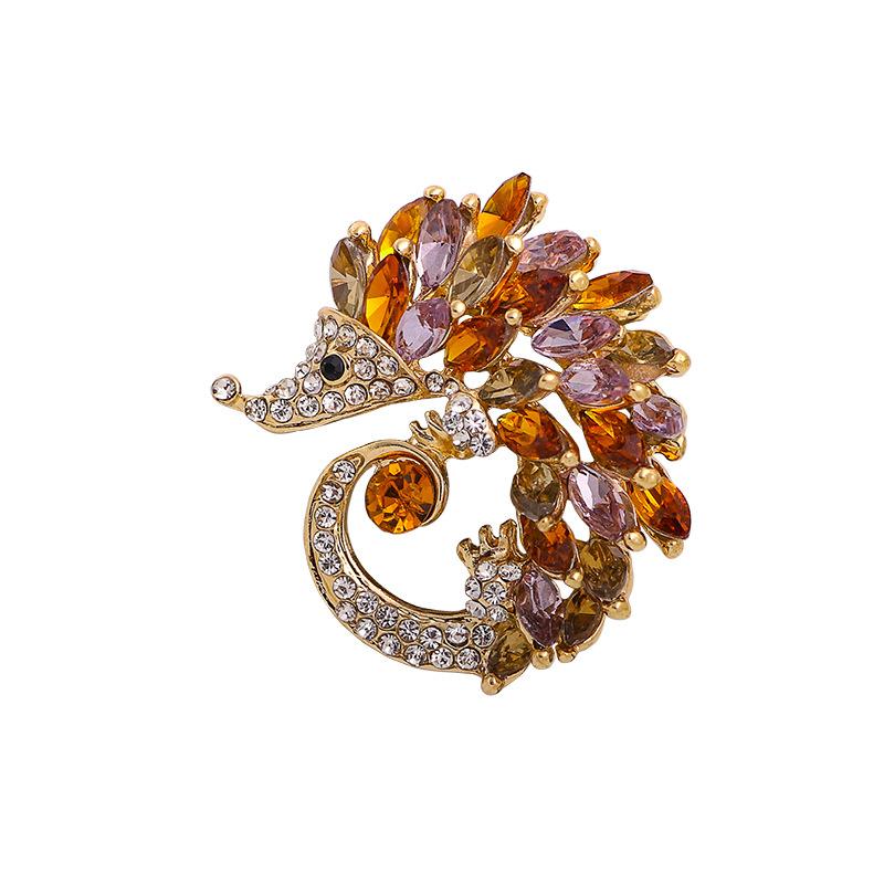 Новая креативная брошь Ёжик, брошь со стразами и кристаллами, сплав, капельная брошь-корсаж, аксессуары для одежды