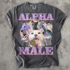 Alpha-Männchen Lustiges Katzen-T-Shirt, Meme-Shirts, Verrückte Kleidung, Geschenk für Ihn, Scherzartikel, Einhorn-Regenbogen-T-Shirt, Comfort Colors