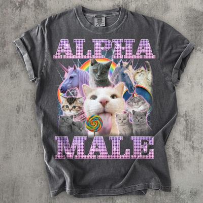 Alpha Male Funny Cat T-shirt, Meme Shirts, Unhinged Clothes, Gift for Him, Gag Gifts, Unicorn Rainbow Tee, Comfort Colors