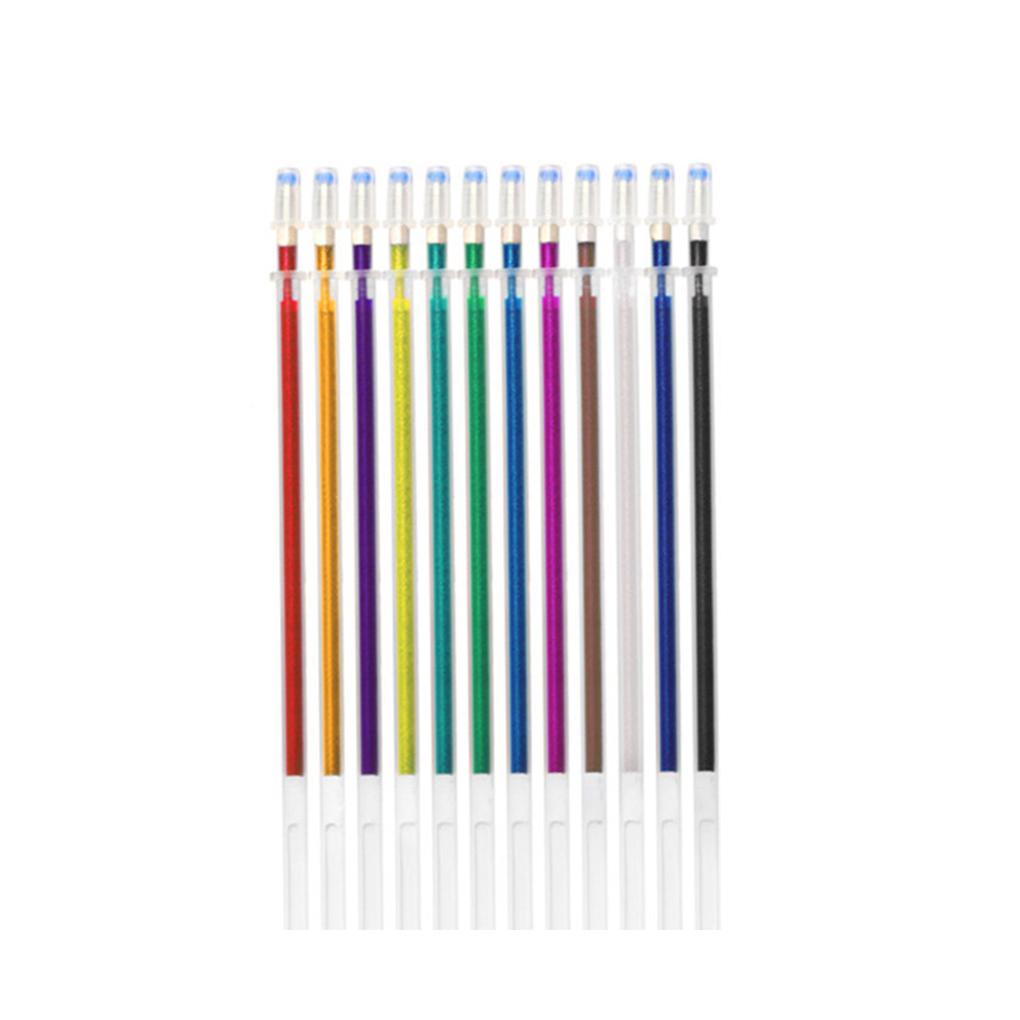 12 Pieces Gel Pen Refill Painting Drawing Stationery Replacement School Artist Office Marking Shinning Ink Ballpoint