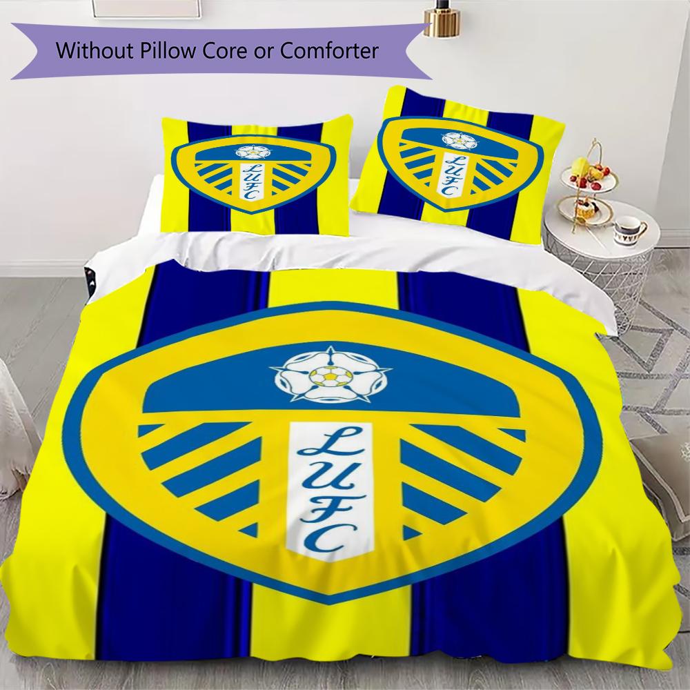 Leeds United Vzorované povlečení Sada přikrývky Potah na přikrývku Povlak na polštář Domácí dekorace Dárek k narozeninám (1 * povlak na peřinu + 2 * povlak na polštář bez jádra)66