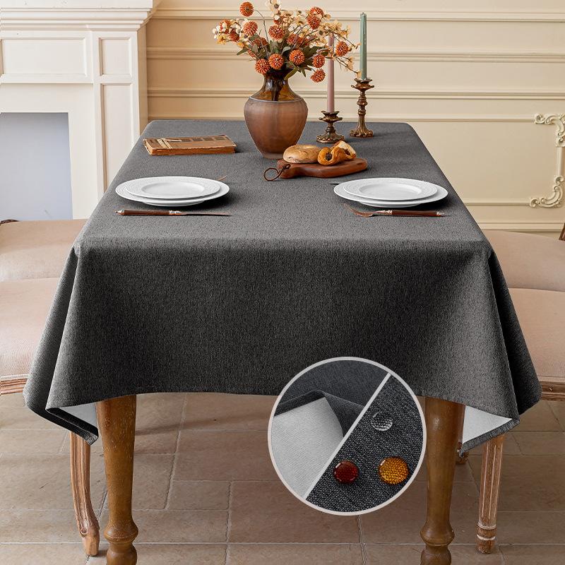 Cotton and Linen Three-proof Tablecloth Waterproof and Dustproof Solid Color Rectangular Tablecloth Coffee Dining Table Cloth
