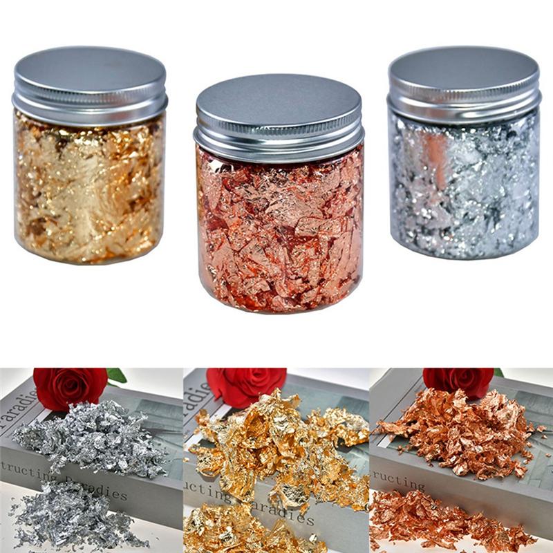 M-Modern-Imitation Gold, Silver & Copper Foil, Suitable For DIY Nail Art, Candle Mold Making, & Decorative Art.
