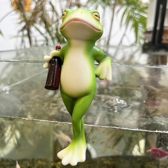 Frog Garden Statue Planter Hugger Drinking Frog Flower Pot Edge