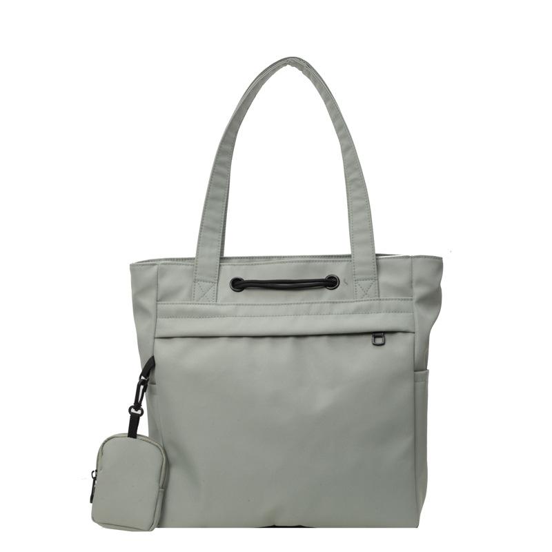 

Женская сумка-тоут большой вместимости из нейлоновой ткани, простая однотонная сумка через плечо, студенческая сумка для занятий, водонепроницаемая сумка светло-зеленый