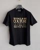 Versace Jeans Couture T-shirt LARGE Size Metallic Gold Tone Logo Black Cotton Unisex T-Shirt