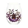 Pumpkin And Ghost Glassware Halloween Theme Glass Tumbler, Black Cat Skull Hand Painted Stemless Egg Shaped Cup, Spooky Lead-free for Party,