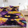 3pcs Colorful Cat Artwork Bedding Set - 1 Duvet Cover + 2 Pillowcases(Core Not Included), Machine Washable Polyester, All-Season Comfort, Be