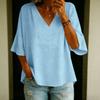 Women Lightweight Loose V Neck Tops  Casual 3/4 Sleeve Linen Shirts