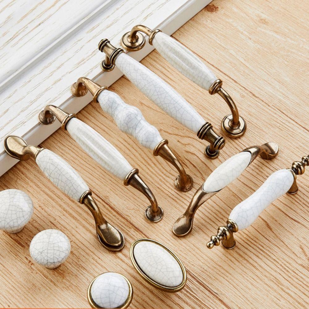 White Ceramic Cabinet Handles Zinc Zinc Zinc Alloy Knobs Drawer Pulls Drawer Knobs  Cabinet Door