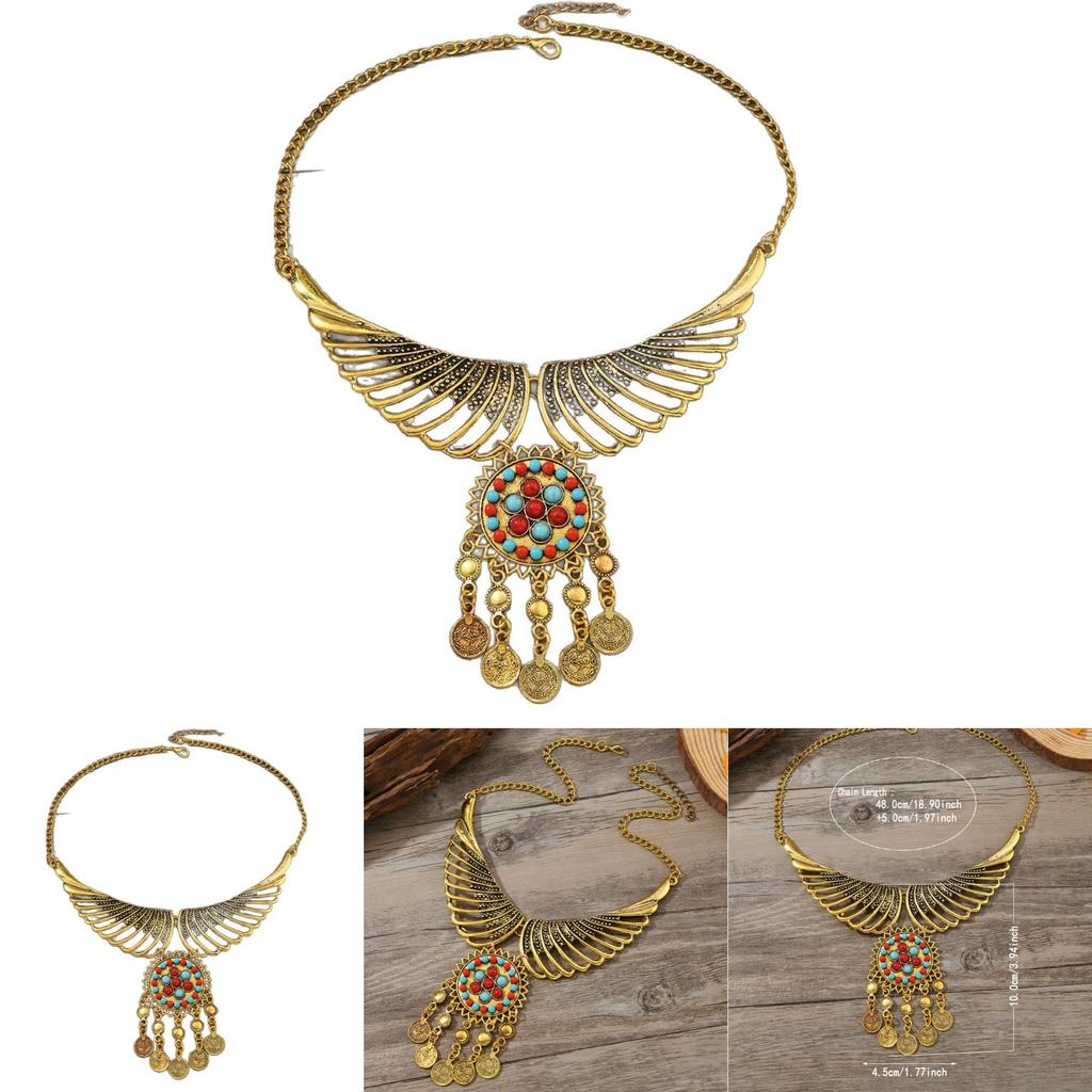 Bohemian Angel Wing Jewelry With Coin And Tassel Elements For Fall Fashion Accessories