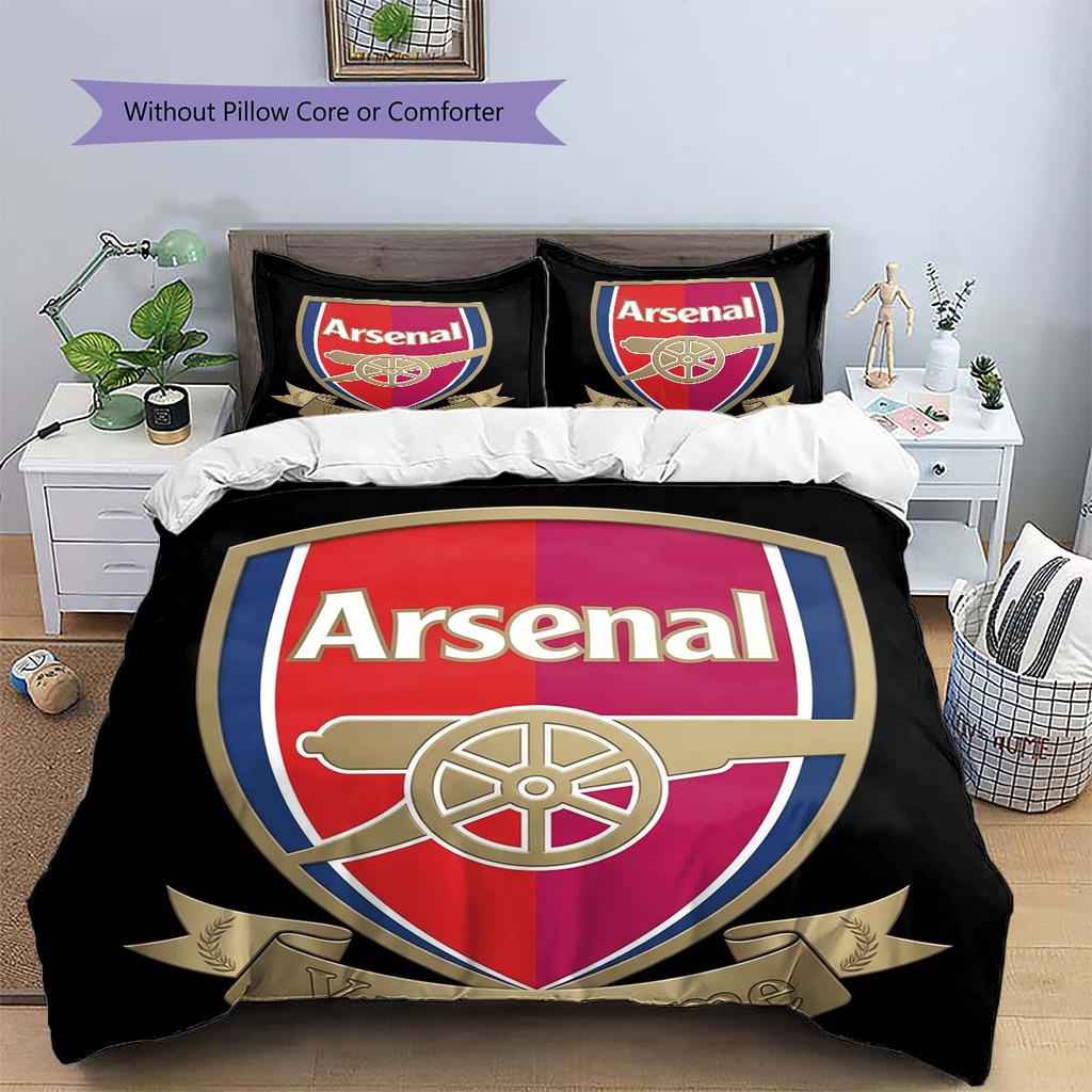 Arsenal F Custom Name Pattern Bedding,Quilt Set Quilt Cover Pillowcase Home Birthday Gift(1 * Duvet Cover + 2 * Pillowcase, Without Core)