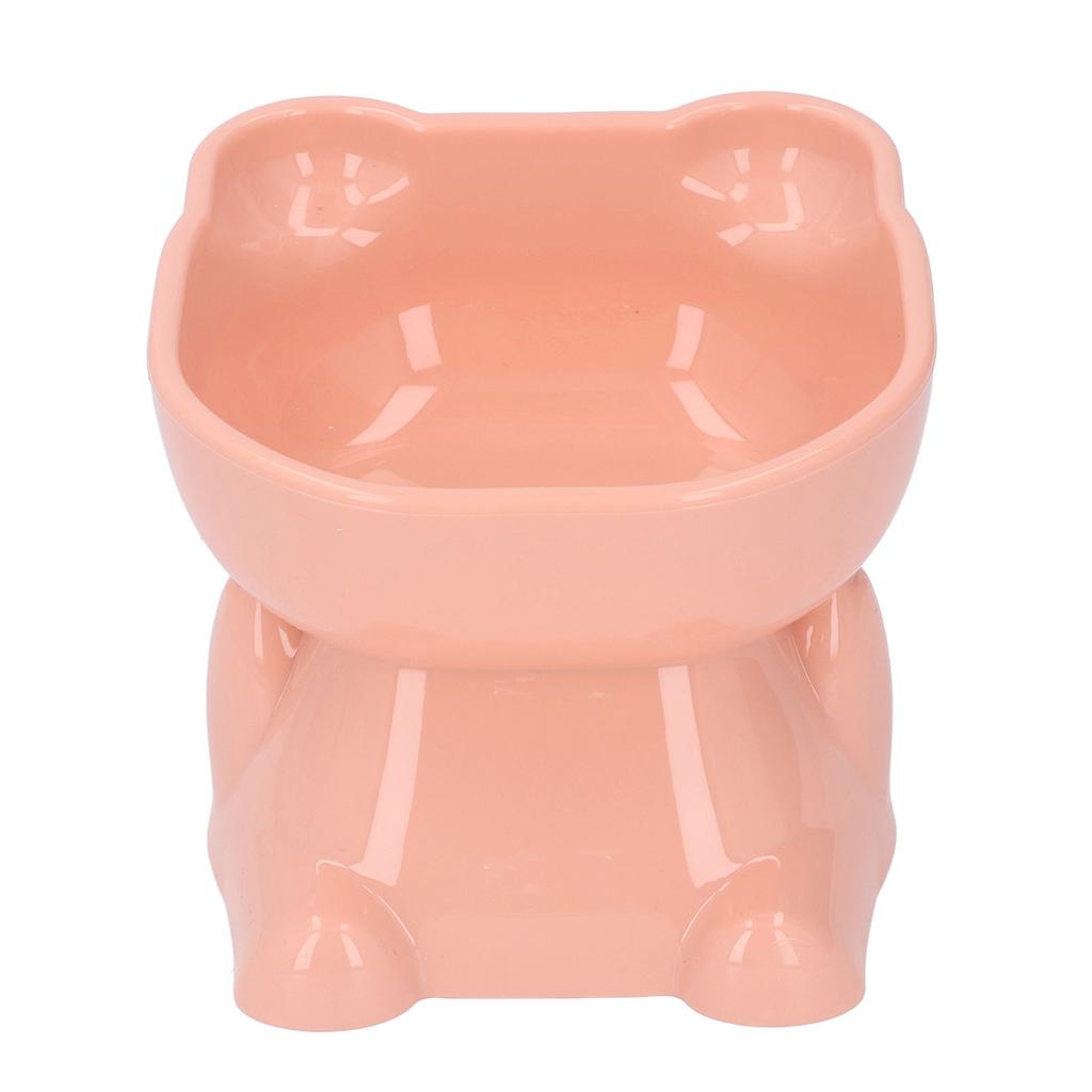 Raised Pet Bowl Prevent Tipping Cartoon Shape Plastic Elevated Cat Bowl for Water Food Pink