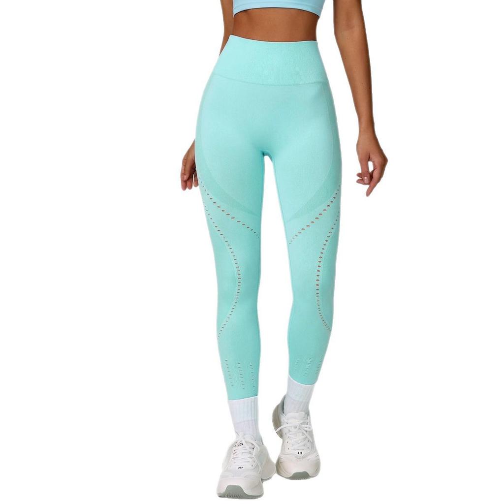 Women's Seamless High-Waisted Quick-Dry Yoga Pants with Hollowed Design, Hip-Lifting & High Elasticity for Running & Outdoor Sports