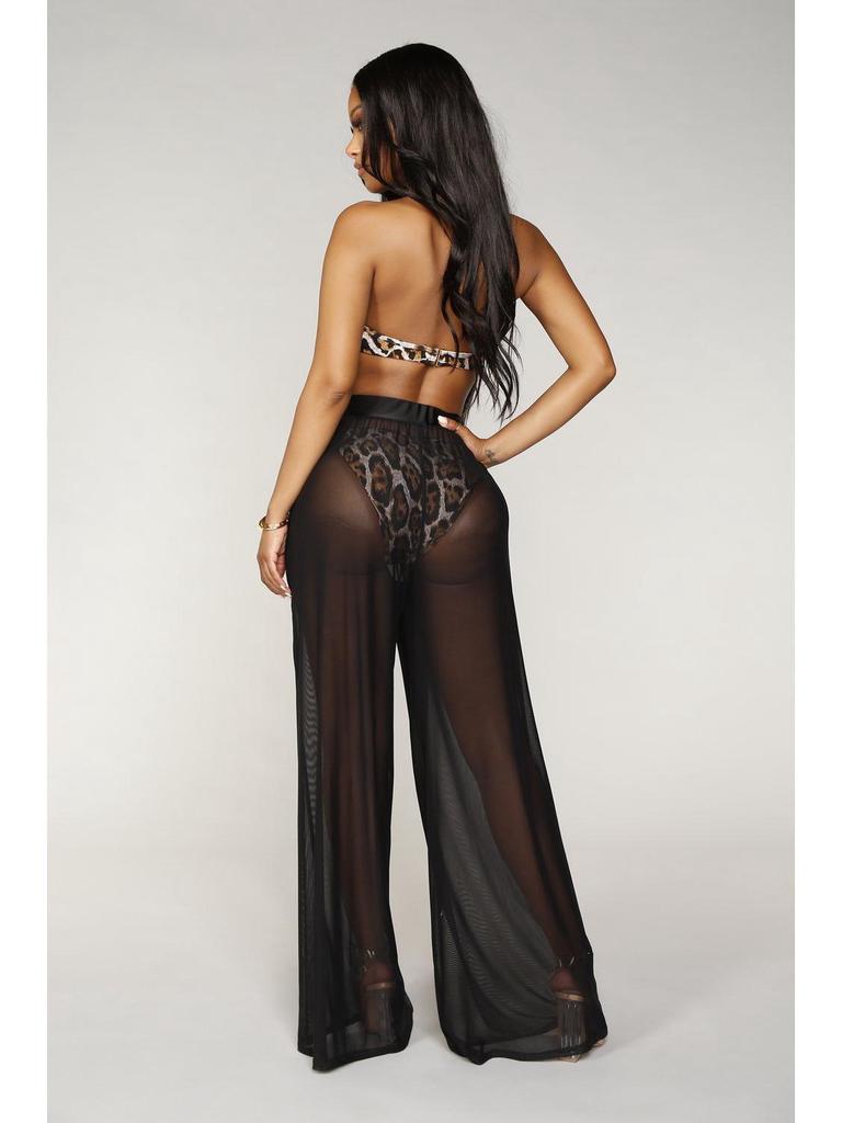 2025 Sheer High-Waisted Wide-Leg Mesh Trousers – European & American Style